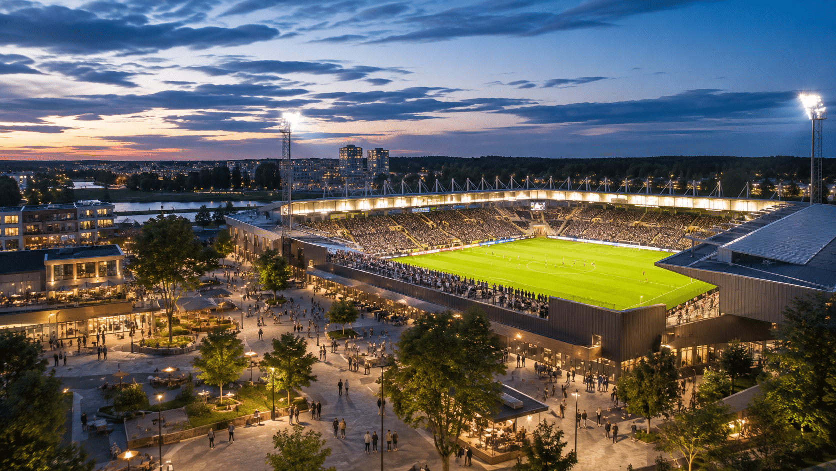 Fotbollsarena och idrott på Rocklunda i Västerås